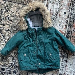 Baby Boy Green Parka Coat - 12/18m - Old Navy